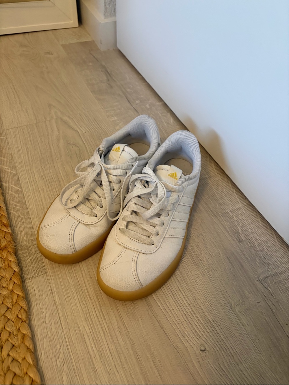 Adidas White Sneakers with Gum Sole